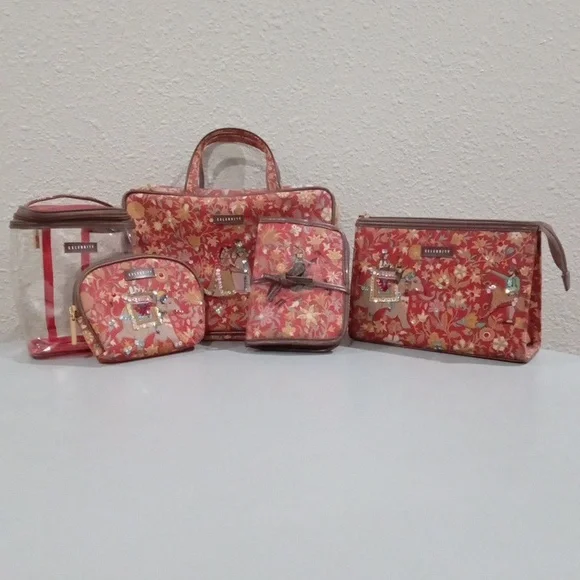 Celebrity red beaded bag set 5pc - Picture 2 of 16